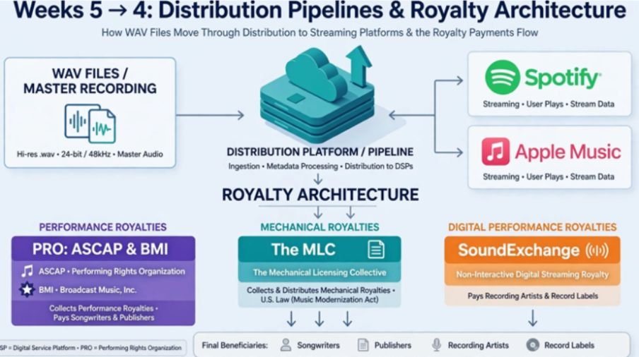 Weeks 5 to 4 Distribution Pipelines and Royalty Architecture